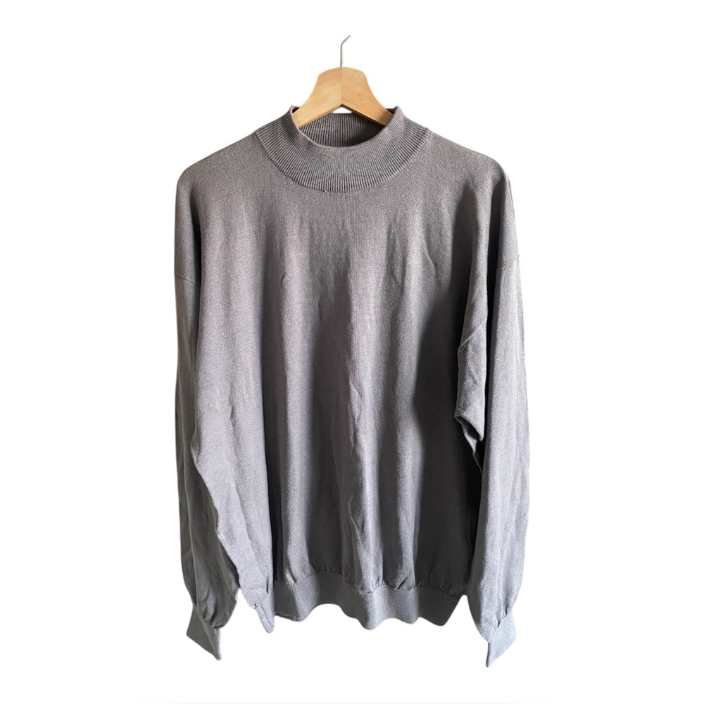 NWT TULLIANO Sweater Silk Blend Men’s Pullover‎ 1X Silver Gray Minimalist Preppy